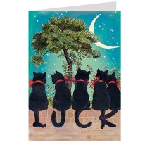 Lucky Cats with Red Bows Card ~ England